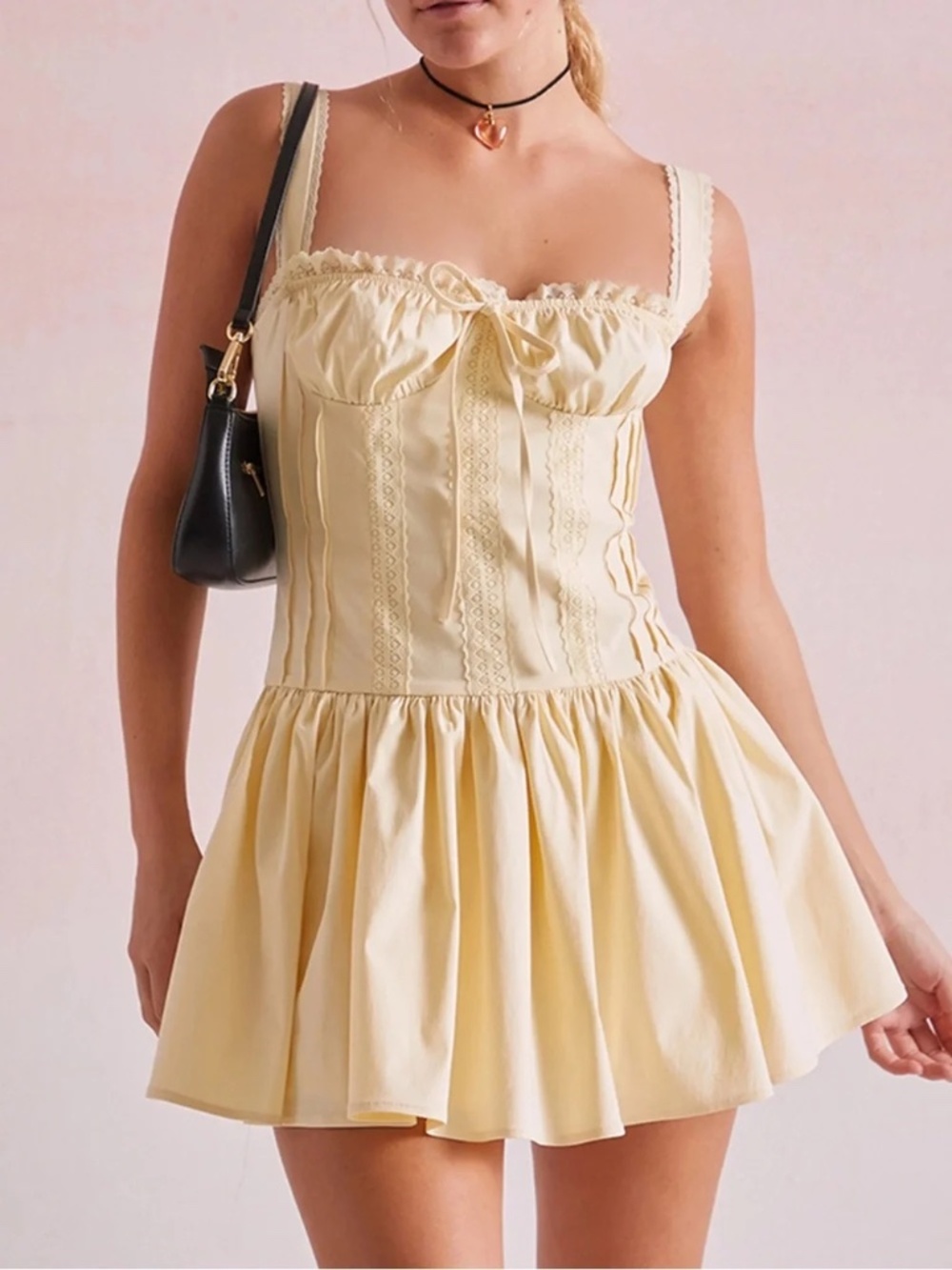 Beverly and Beck Alessia Corset Pastel Yellow Mini Dress